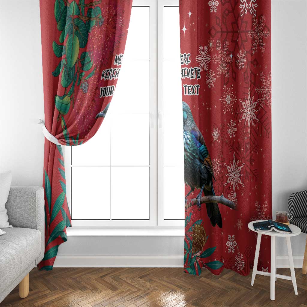 Tui Meri Kirihimete Personalised Window Curtain Pohutukawa Flowers Red Motif - Aussie Hoodie