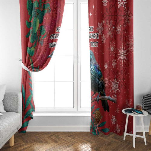 Tui Meri Kirihimete Personalised Window Curtain Pohutukawa Flowers Red Motif - Aussie Hoodie