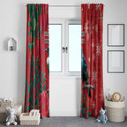 Tui Meri Kirihimete Personalised Window Curtain Pohutukawa Flowers Red Motif - Aussie Hoodie