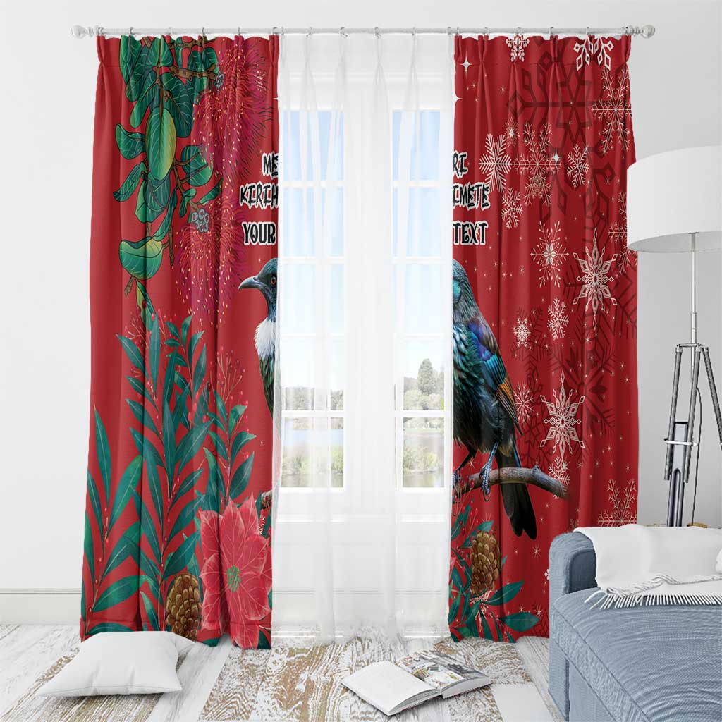 Tui Meri Kirihimete Personalised Window Curtain Pohutukawa Flowers Red Motif - Aussie Hoodie