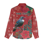 Tui Meri Kirihimete Personalised Women Casual Shirt Pohutukawa Flowers Red Motif - Aussie Hoodie