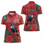 Tui Meri Kirihimete Personalised Women Polo Shirt Pohutukawa Flowers Red Motif - Aussie Hoodie