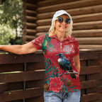 Tui Meri Kirihimete Personalised Women Polo Shirt Pohutukawa Flowers Red Motif - Aussie Hoodie