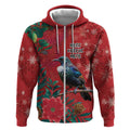 Tui Meri Kirihimete Personalised Zip Hoodie Pohutukawa Flowers Red Motif - Aussie Hoodie