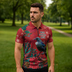 Tui Meri Kirihimete Personalised Zipper Polo Shirt Pohutukawa Flowers Red Motif - Aussie Hoodie