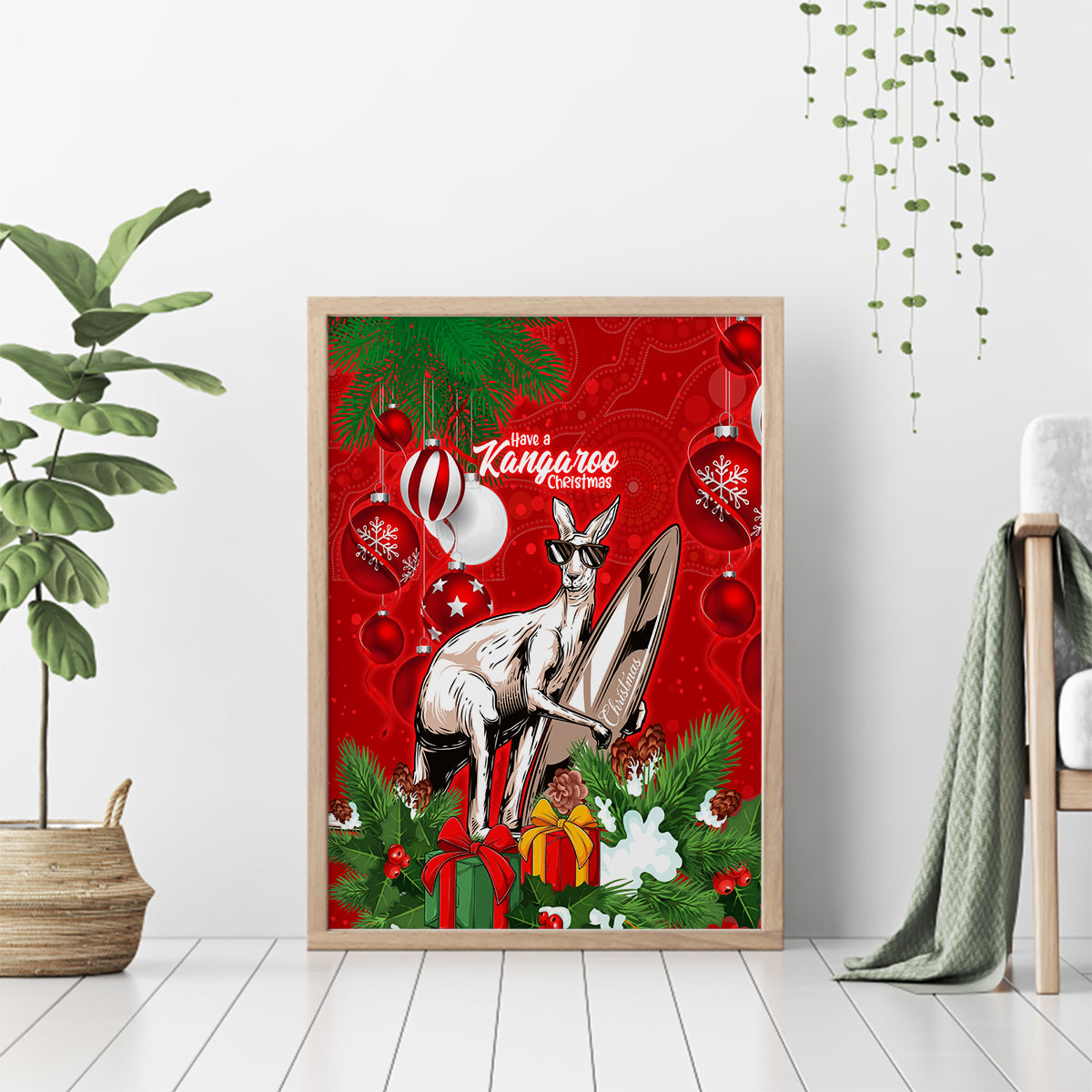 kangaroo-lover-canvas-wall-art-australia-merry-christmas-aboriginal