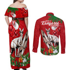 kangaroo-lover-couples-matching-off-shoulder-maxi-dress-and-long-sleeve-button-shirt-australia-merry-christmas-aboriginal