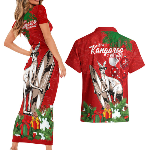 kangaroo-lover-couples-matching-short-sleeve-bodycon-dress-and-hawaiian-shirt-australia-merry-christmas-aboriginal