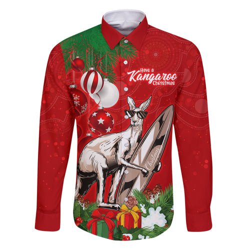 kangaroo-lover-family-matching-off-shoulder-long-sleeve-dress-and-hawaiian-shirt-australia-merry-christmas-aboriginal
