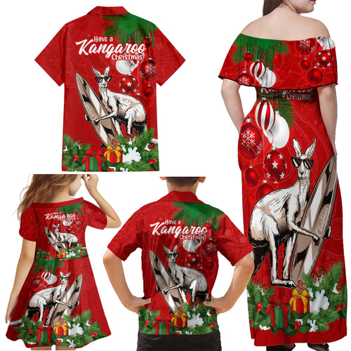 kangaroo-lover-family-matching-off-shoulder-maxi-dress-and-hawaiian-shirt-australia-merry-christmas-aboriginal