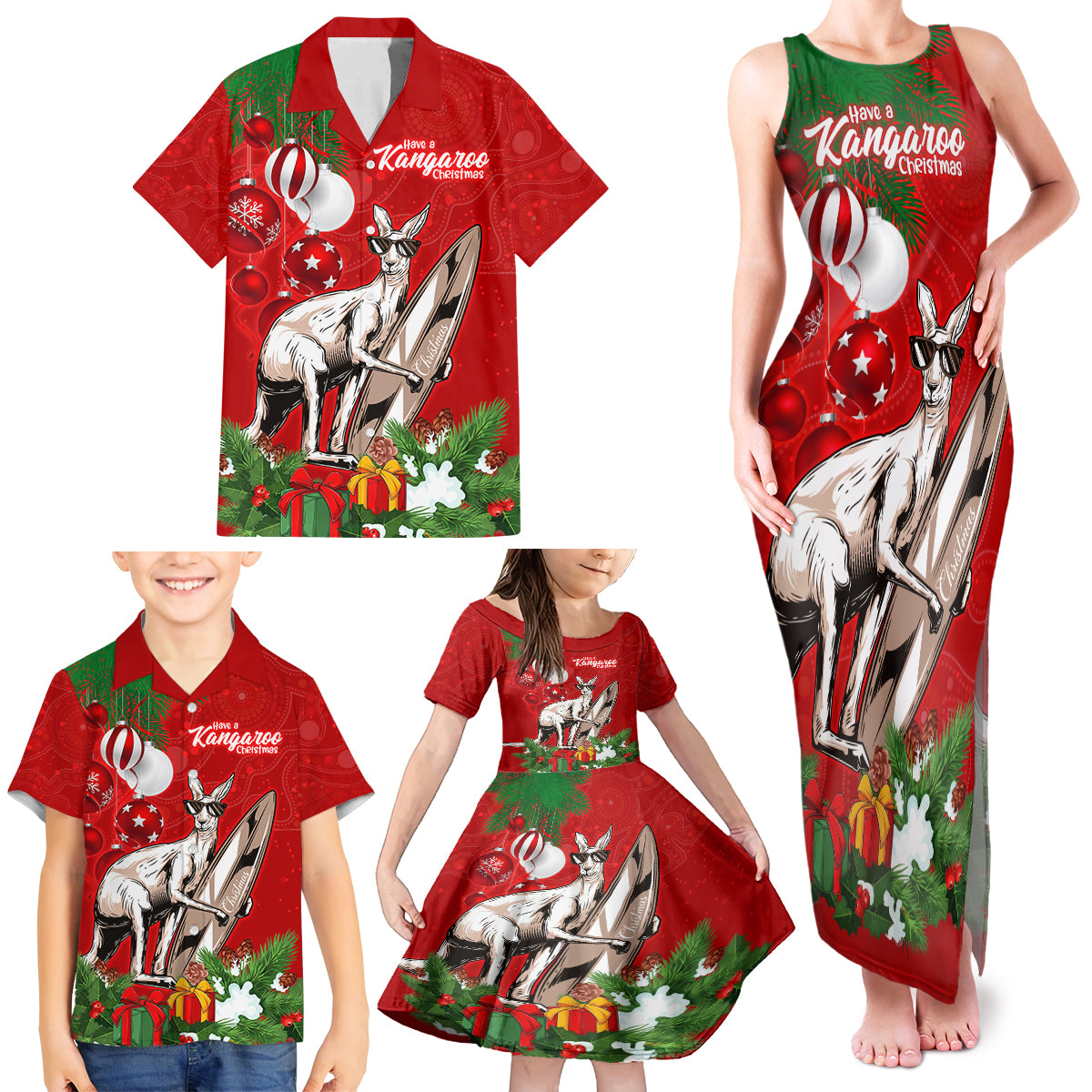 kangaroo-lover-family-matching-tank-maxi-dress-and-hawaiian-shirt-australia-merry-christmas-aboriginal