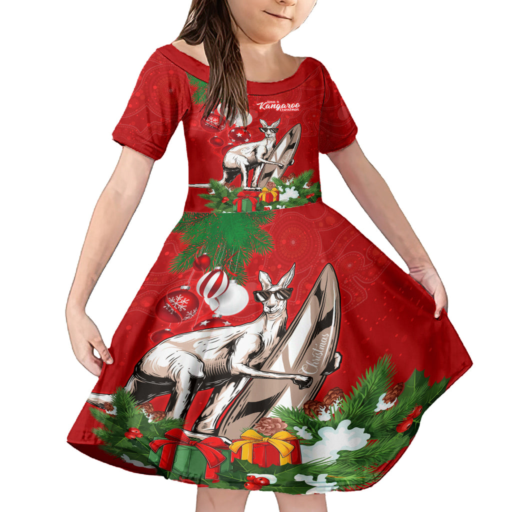 kangaroo-lover-kid-short-sleeve-dress-australia-merry-christmas-aboriginal