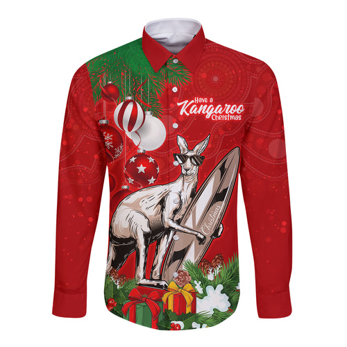 kangaroo-lover-long-sleeve-button-shirt-australia-merry-christmas-aboriginal