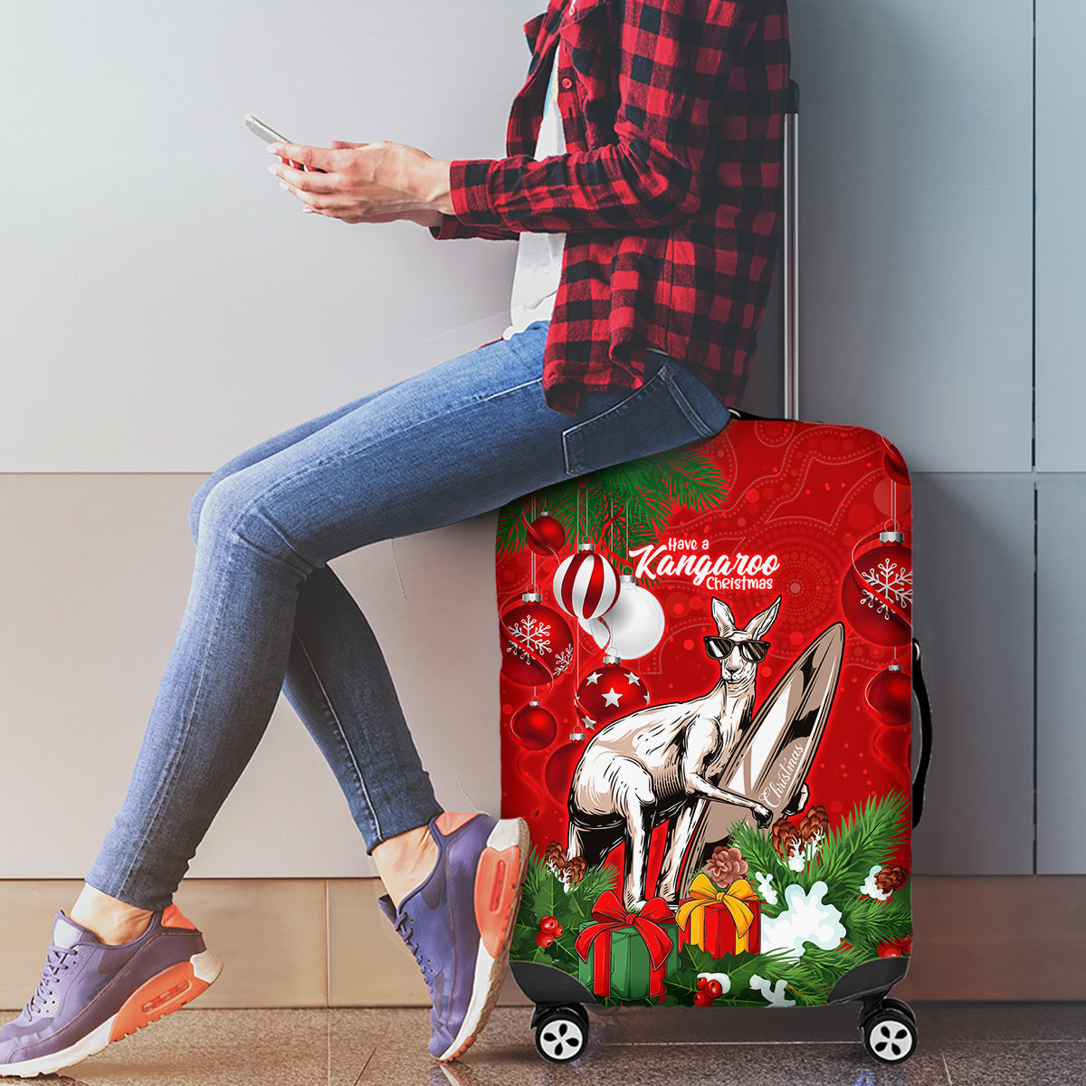 kangaroo-lover-luggage-cover-australia-merry-christmas-aboriginal
