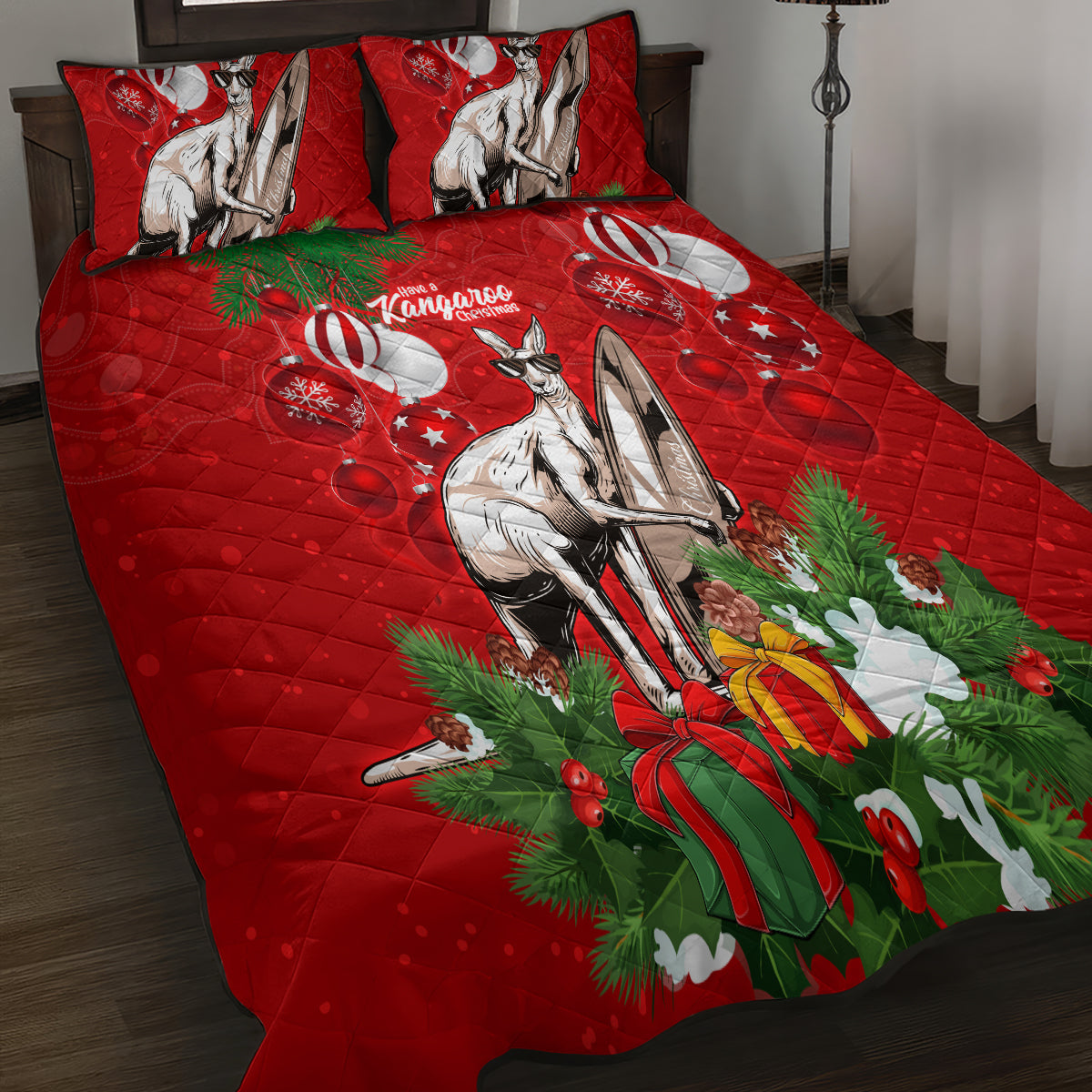 kangaroo-lover-quilt-bed-set-australia-merry-christmas-aboriginal