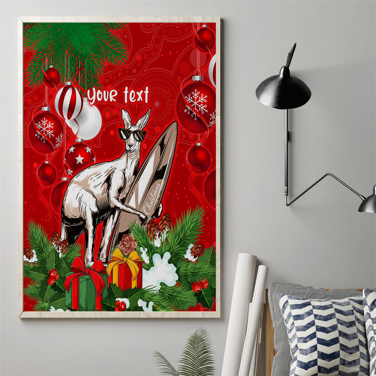 personalised-kangaroo-lover-canvas-wall-art-australia-merry-christmas-aboriginal