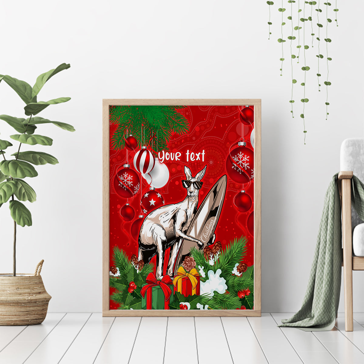 personalised-kangaroo-lover-canvas-wall-art-australia-merry-christmas-aboriginal