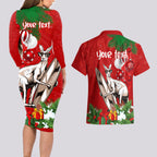 personalised-kangaroo-lover-couples-matching-long-sleeve-bodycon-dress-and-hawaiian-shirt-australia-merry-christmas-aboriginal