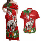 personalised-kangaroo-lover-couples-matching-off-shoulder-maxi-dress-and-hawaiian-shirt-australia-merry-christmas-aboriginal