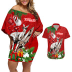 personalised-kangaroo-lover-couples-matching-off-shoulder-short-dress-and-hawaiian-shirt-australia-merry-christmas-aboriginal