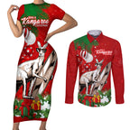 personalised-kangaroo-lover-couples-matching-short-sleeve-bodycon-dress-and-long-sleeve-button-shirt-australia-merry-christmas-aboriginal