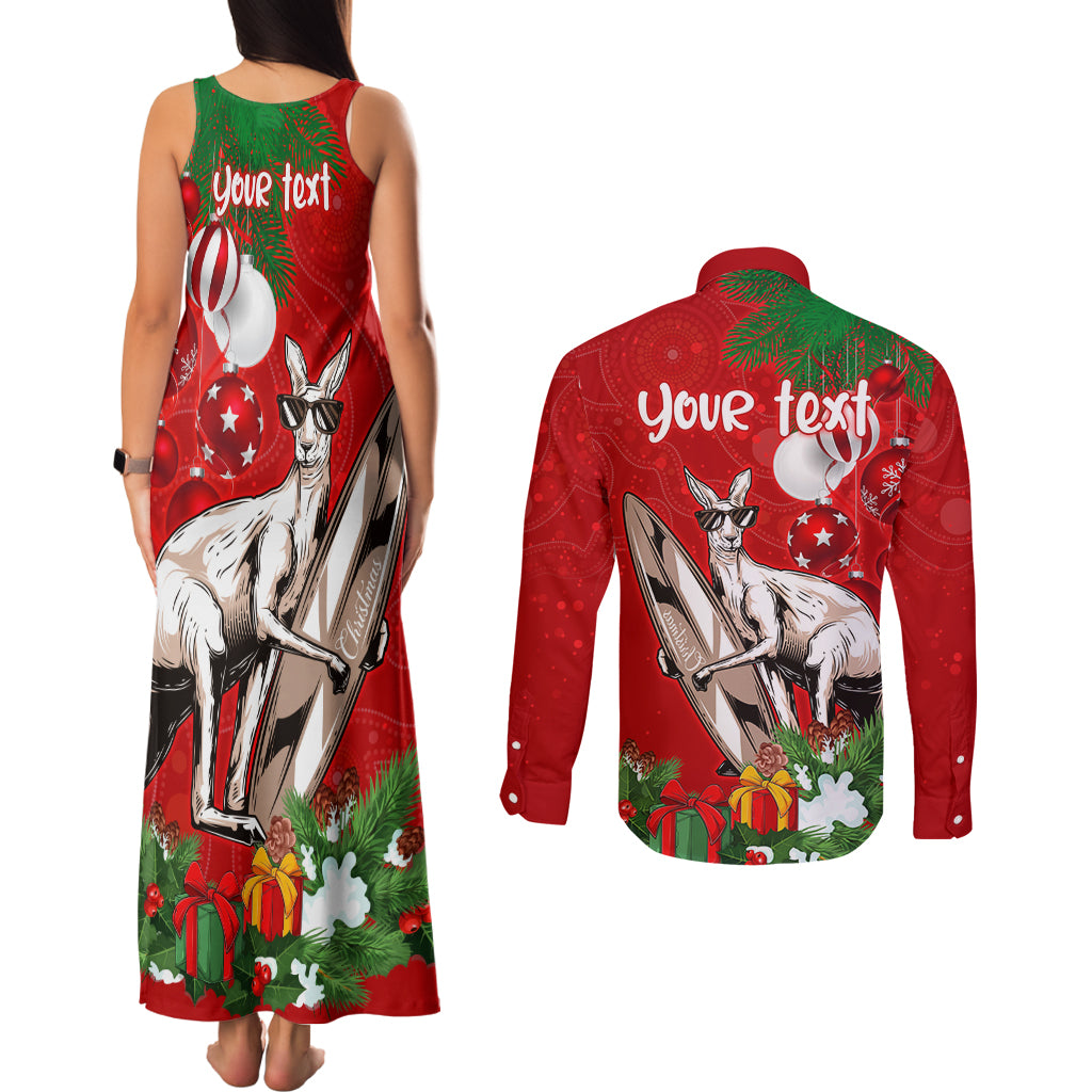 personalised-kangaroo-lover-couples-matching-tank-maxi-dress-and-long-sleeve-button-shirt-australia-merry-christmas-aboriginal