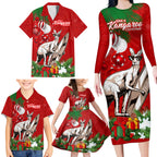personalised-kangaroo-lover-family-matching-long-sleeve-bodycon-dress-and-hawaiian-shirt-australia-merry-christmas-aboriginal