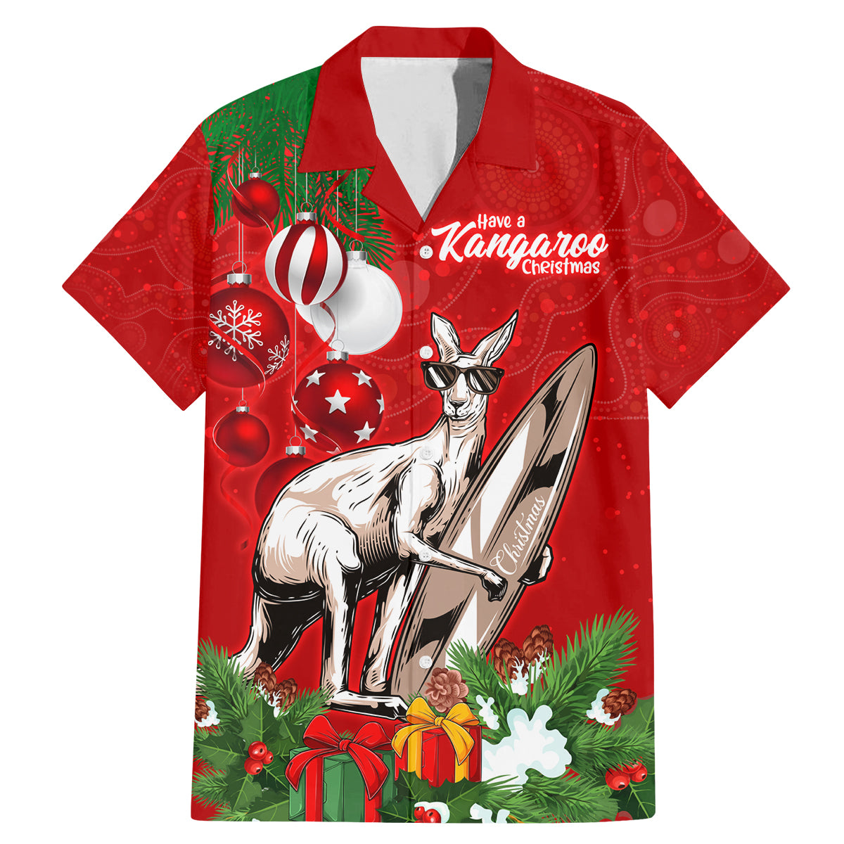 personalised-kangaroo-lover-family-matching-mermaid-dress-and-hawaiian-shirt-australia-merry-christmas-aboriginal