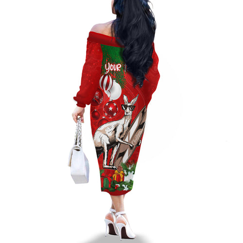 personalised-kangaroo-lover-family-matching-off-shoulder-long-sleeve-dress-and-hawaiian-shirt-australia-merry-christmas-aboriginal
