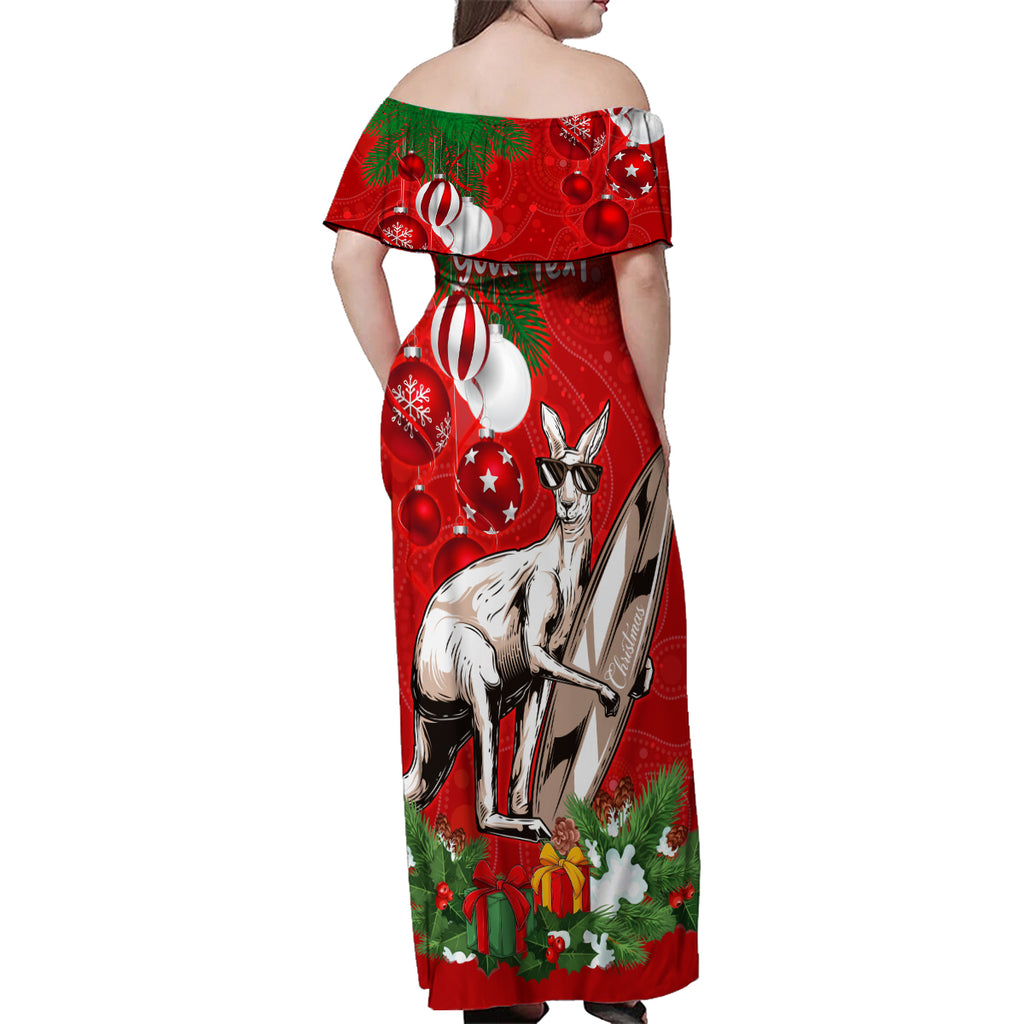 personalised-kangaroo-lover-family-matching-off-shoulder-maxi-dress-and-hawaiian-shirt-australia-merry-christmas-aboriginal