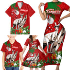personalised-kangaroo-lover-family-matching-short-sleeve-bodycon-dress-and-hawaiian-shirt-australia-merry-christmas-aboriginal