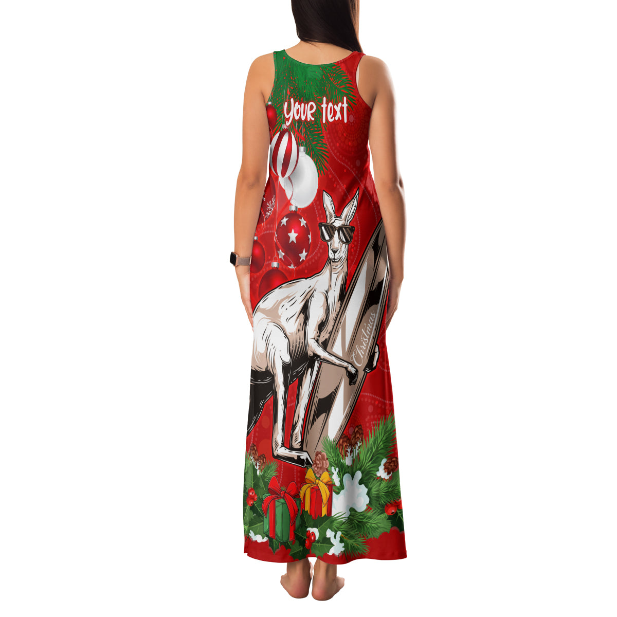 personalised-kangaroo-lover-family-matching-tank-maxi-dress-and-hawaiian-shirt-australia-merry-christmas-aboriginal