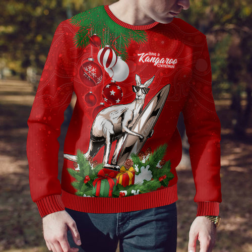 personalised-kangaroo-lover-ugly-christmas-sweater-australia-merry-christmas-aboriginal
