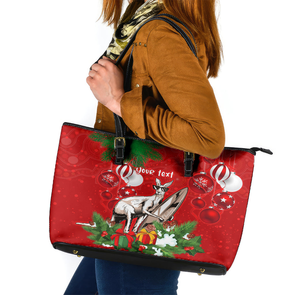 personalised-kangaroo-lover-leather-tote-bag-australia-merry-christmas-aboriginal