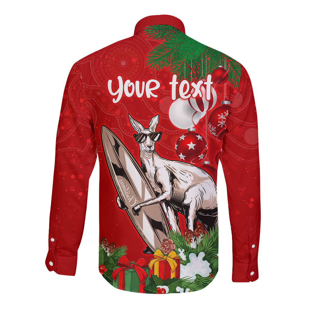 personalised-kangaroo-lover-long-sleeve-button-shirt-australia-merry-christmas-aboriginal