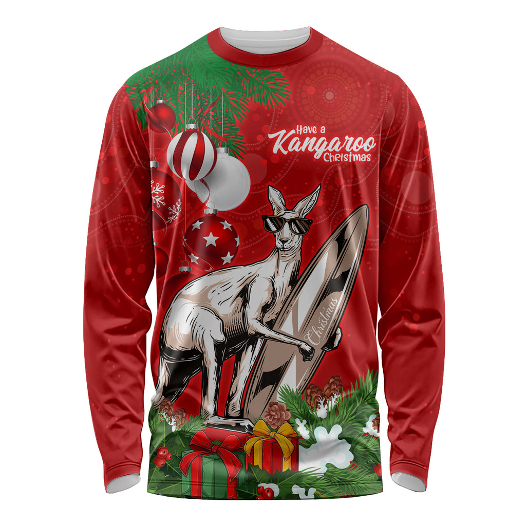 personalised-kangaroo-lover-long-sleeve-shirt-australia-merry-christmas-aboriginal