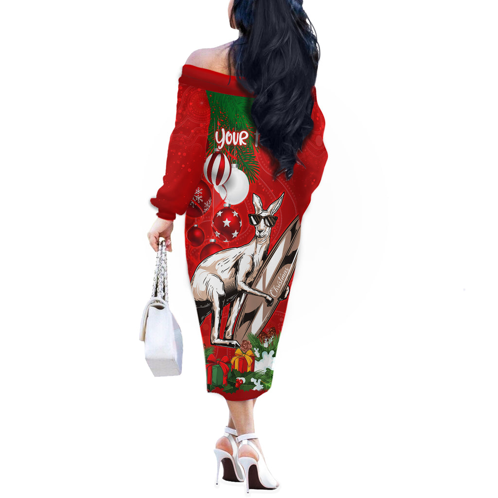 personalised-kangaroo-lover-off-the-shoulder-long-sleeve-dress-australia-merry-christmas-aboriginal