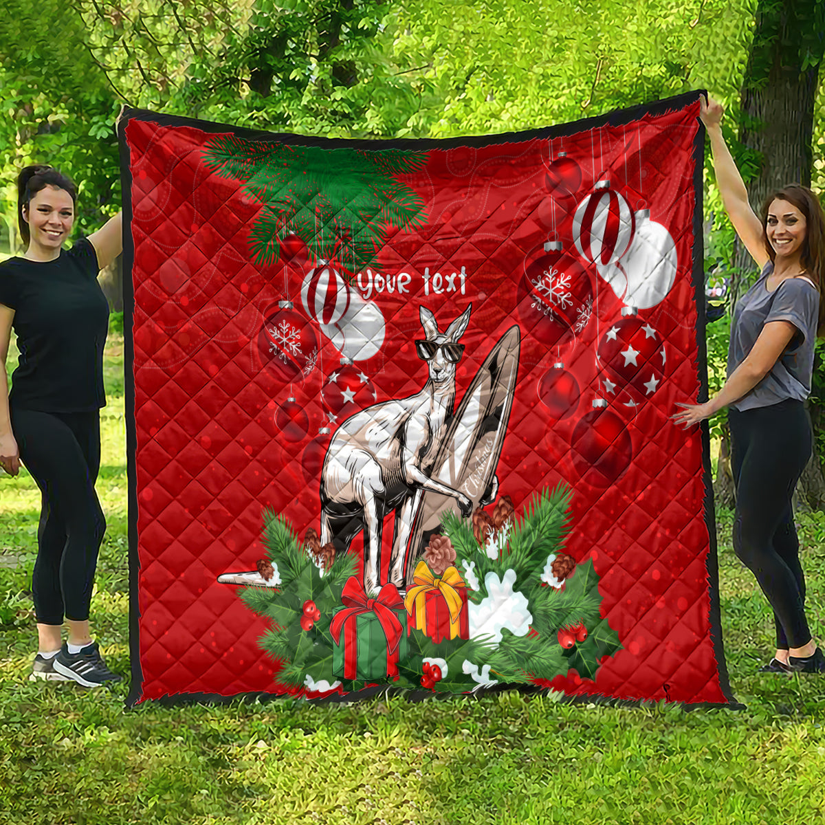 personalised-kangaroo-lover-quilt-australia-merry-christmas-aboriginal