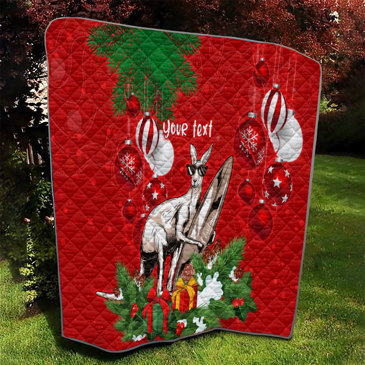 personalised-kangaroo-lover-quilt-australia-merry-christmas-aboriginal