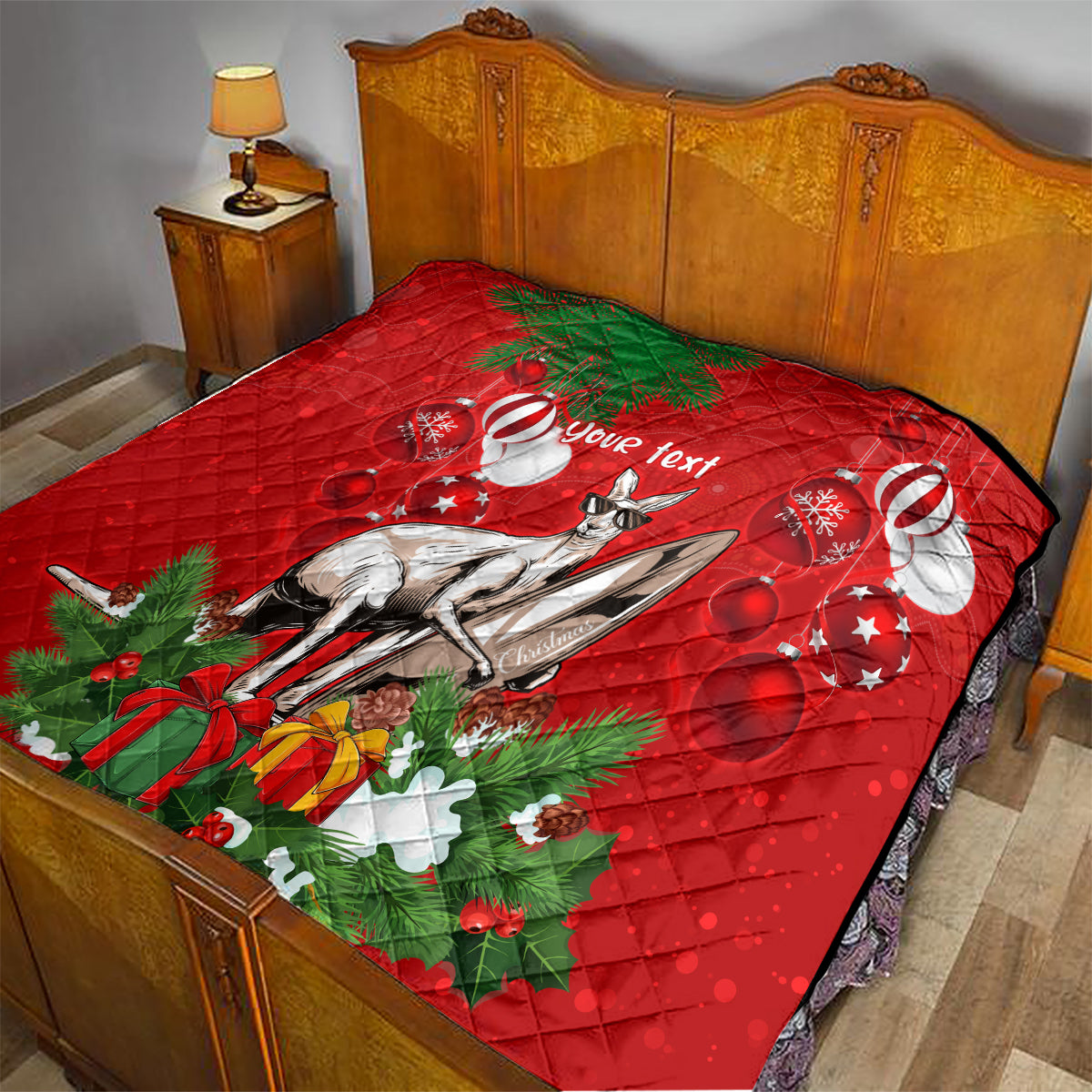 personalised-kangaroo-lover-quilt-australia-merry-christmas-aboriginal