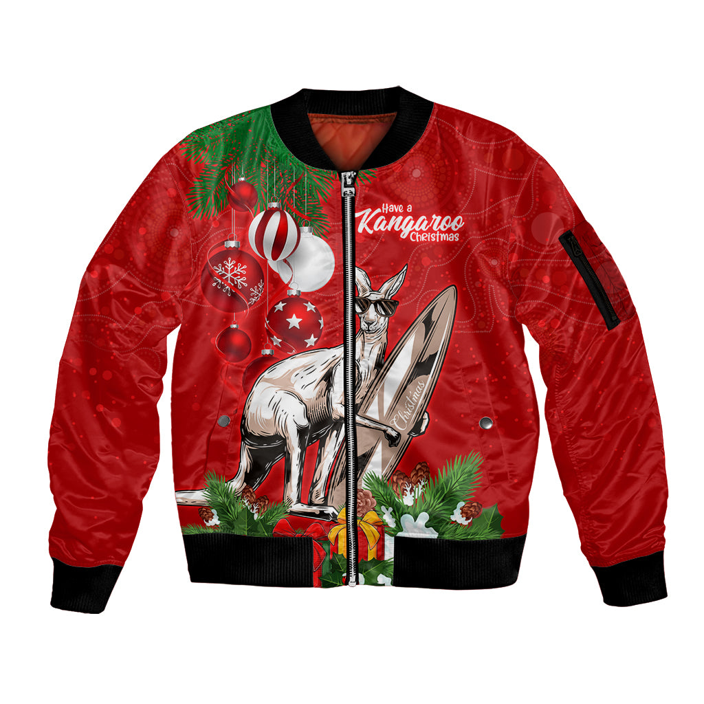 personalised-kangaroo-lover-sleeve-zip-bomber-jacket-australia-merry-christmas-aboriginal