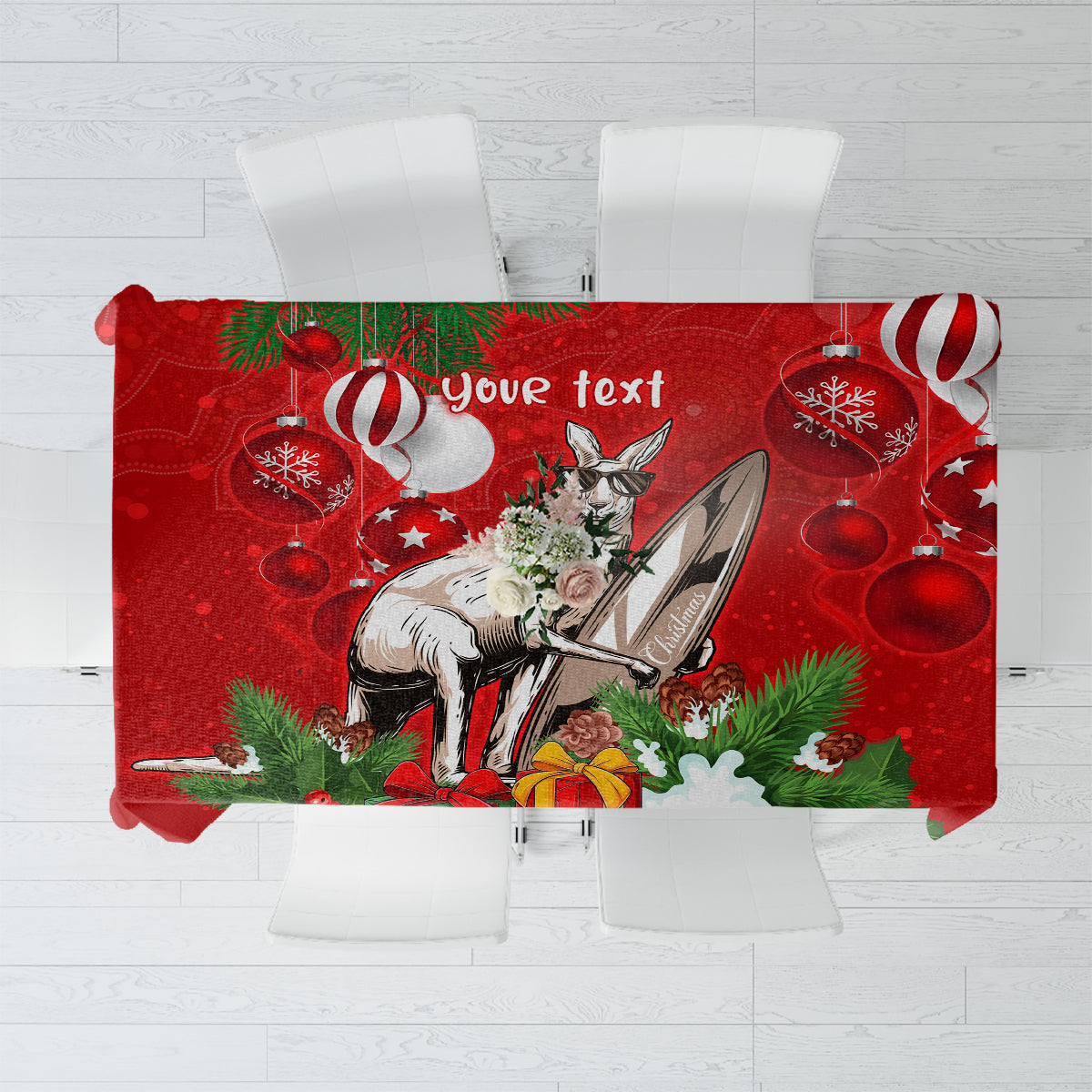 personalised-kangaroo-lover-tablecloth-australia-merry-christmas-aboriginal