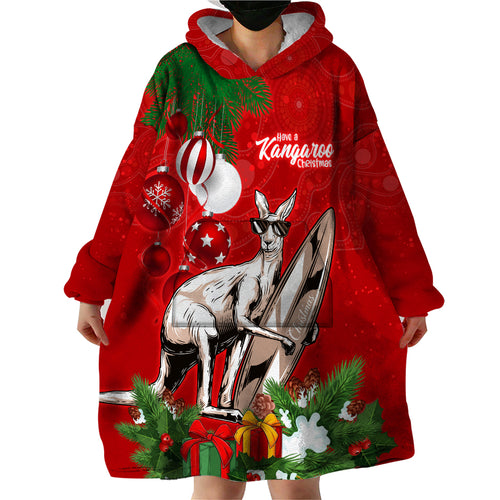 personalised-kangaroo-lover-wearable-blanket-hoodie-australia-merry-christmas-aboriginal