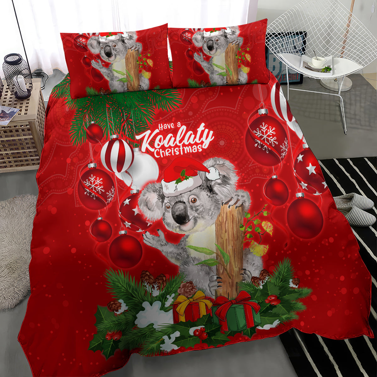 koala-lover-bedding-set-australia-merry-christmas-aboriginal