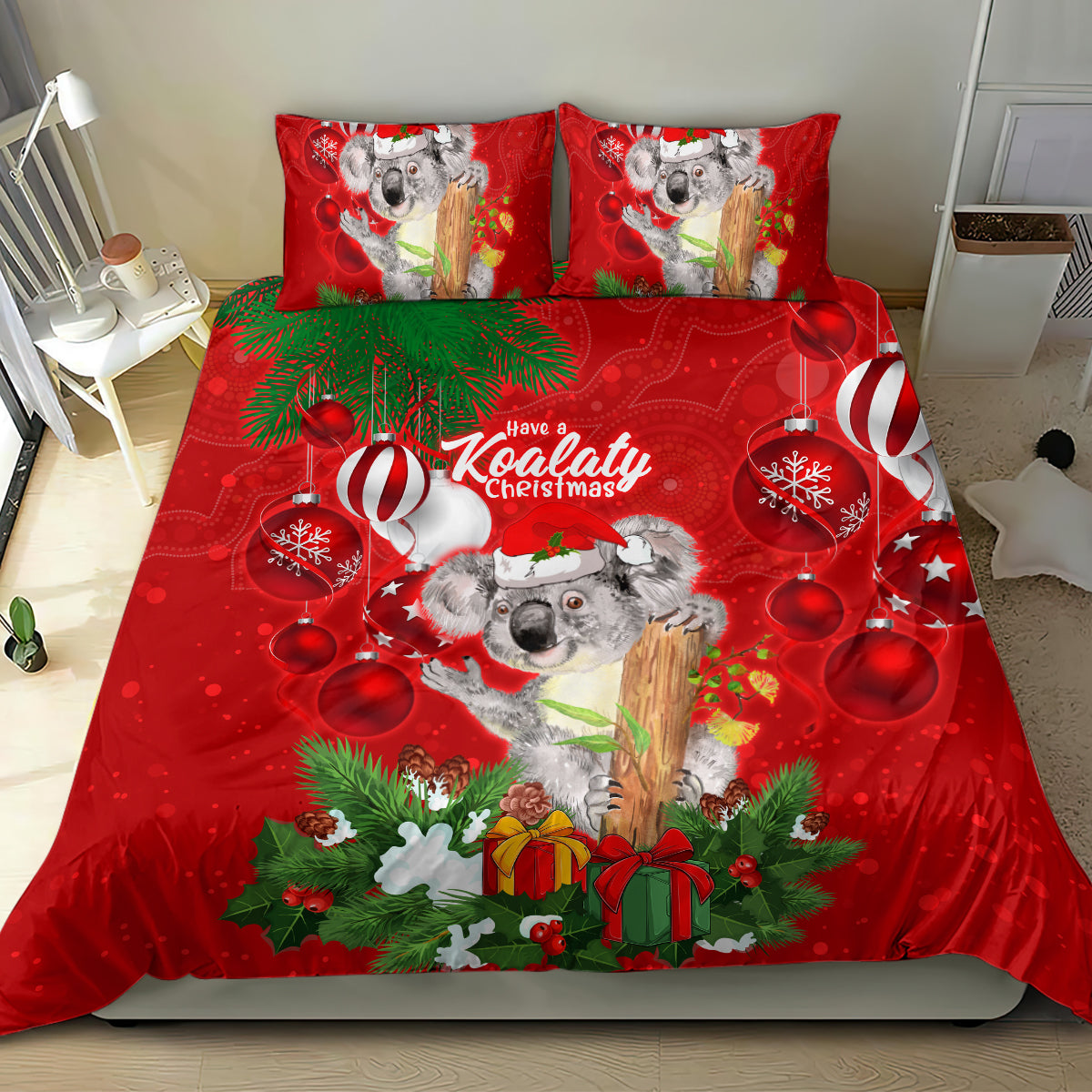 koala-lover-bedding-set-australia-merry-christmas-aboriginal