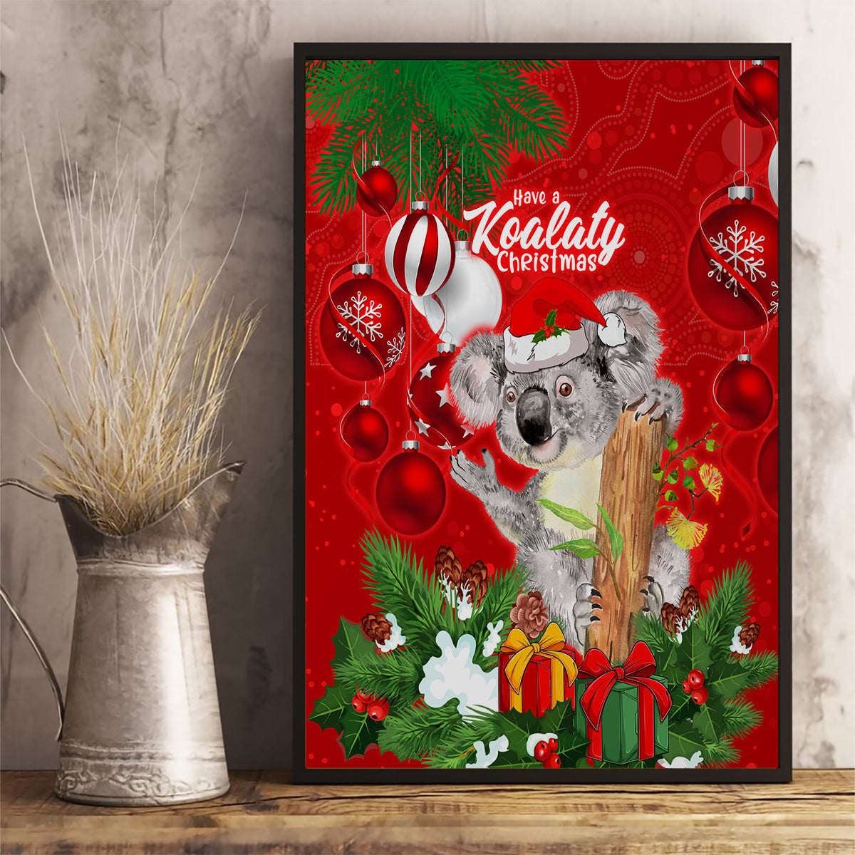 koala-lover-canvas-wall-art-australia-merry-christmas-aboriginal