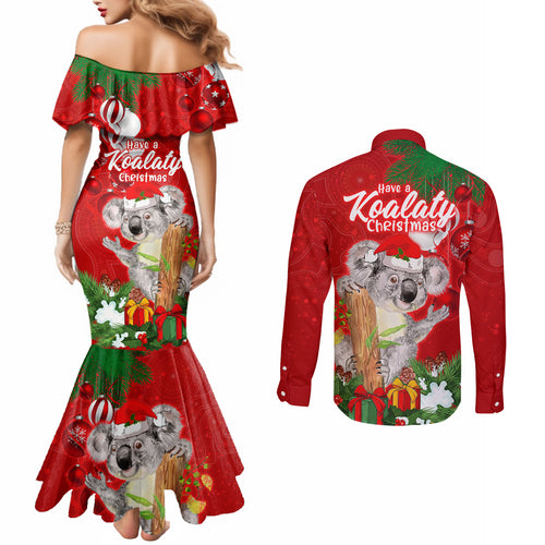 koala-lover-couples-matching-mermaid-dress-and-long-sleeve-button-shirt-australia-merry-christmas-aboriginal