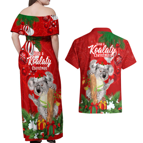 koala-lover-couples-matching-off-shoulder-maxi-dress-and-hawaiian-shirt-australia-merry-christmas-aboriginal