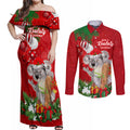 koala-lover-couples-matching-off-shoulder-maxi-dress-and-long-sleeve-button-shirt-australia-merry-christmas-aboriginal