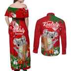koala-lover-couples-matching-off-shoulder-maxi-dress-and-long-sleeve-button-shirt-australia-merry-christmas-aboriginal